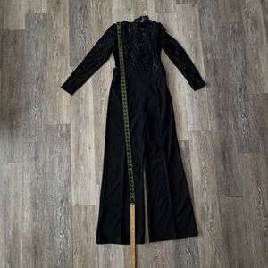 NWT GRACIA Black Lace Sleeve Wide Leg Jumpsuit P24878 Size Small